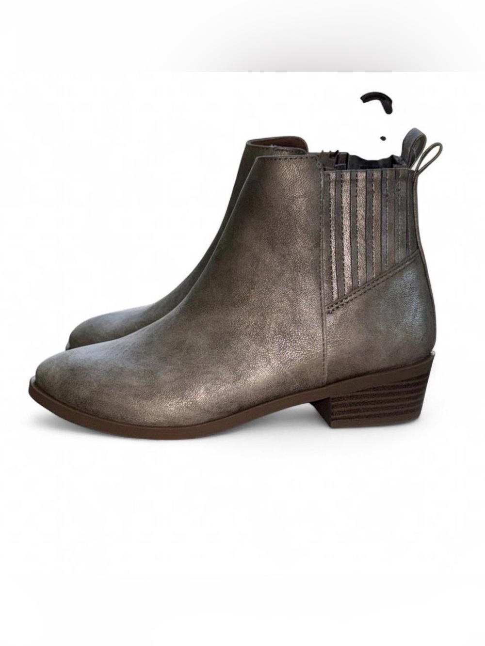 NWT Wonder Nation Girls Metallic Taupe Chelsea Ankle Boots Size 3 - Picture 4 of 10